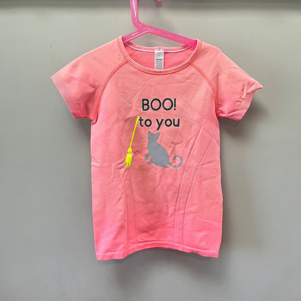 Ivivva By Lululemon Girls Pink‎ Short Sleeve Graphic Tee "Boo To You" Size 12